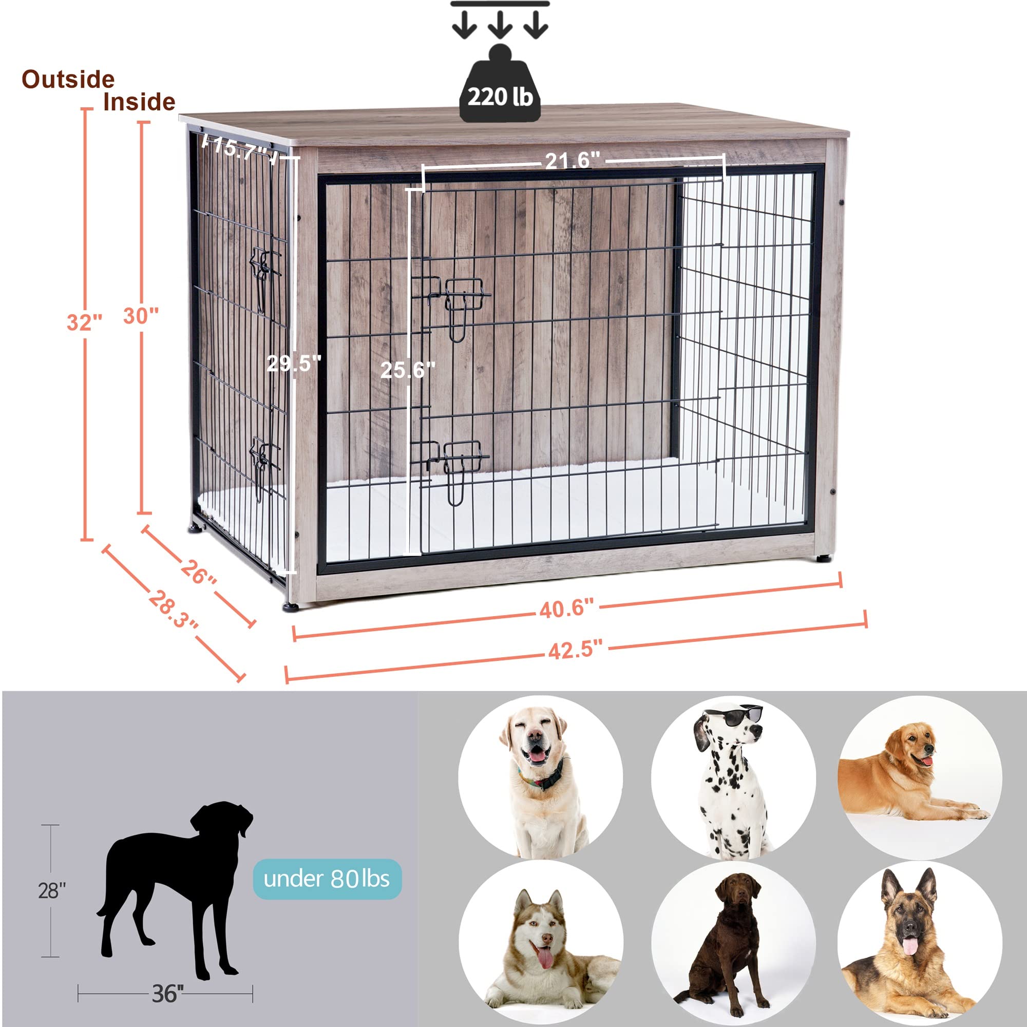 Dwanton dog crate double doors open smoothly for quick access.