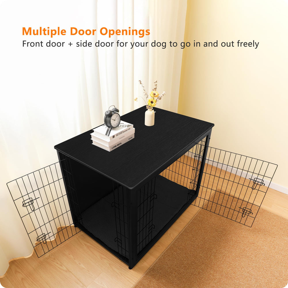 Dwanton dog crate double doors enable easy entry from either side.