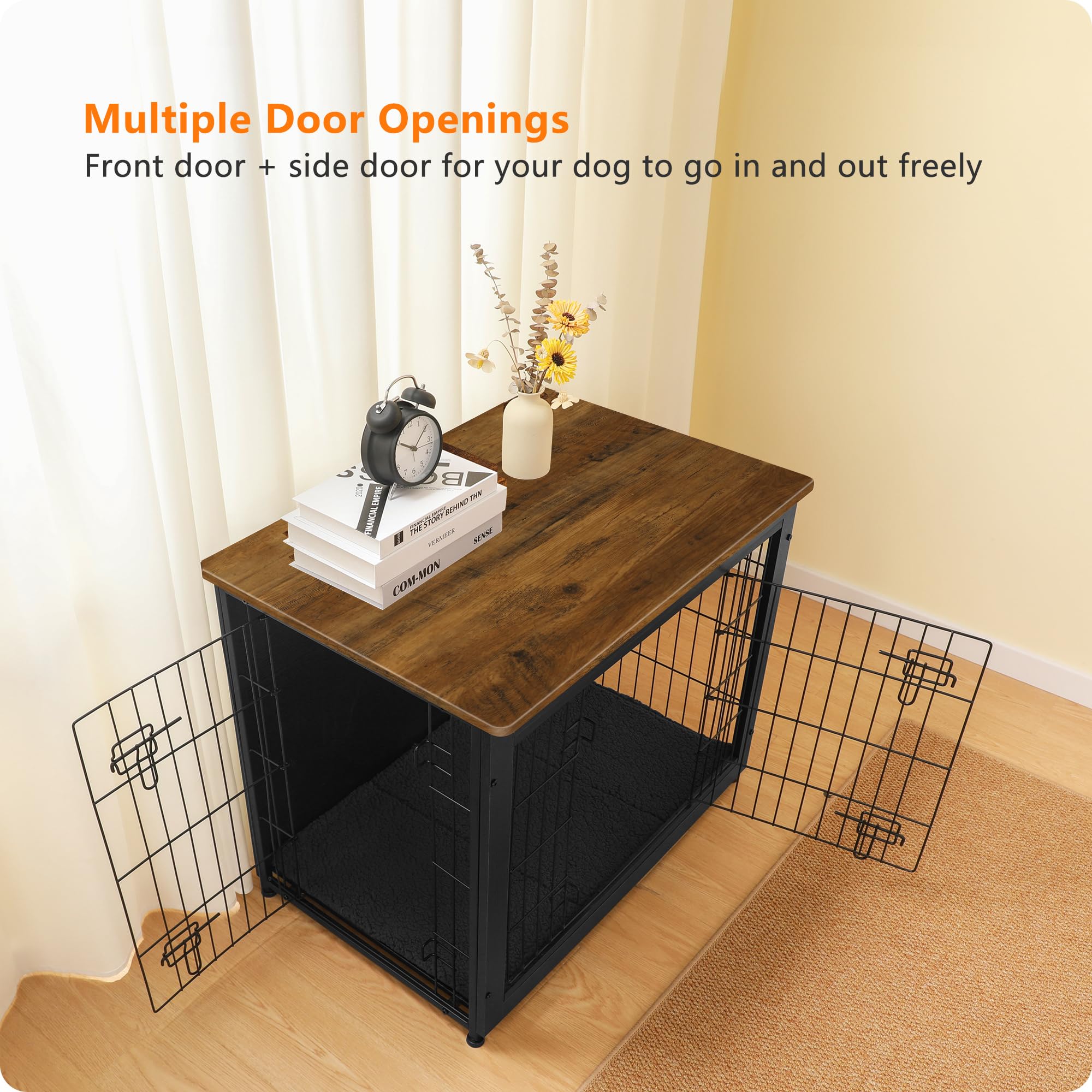 Dwanton dog crate with double doors for easy access and secure containment