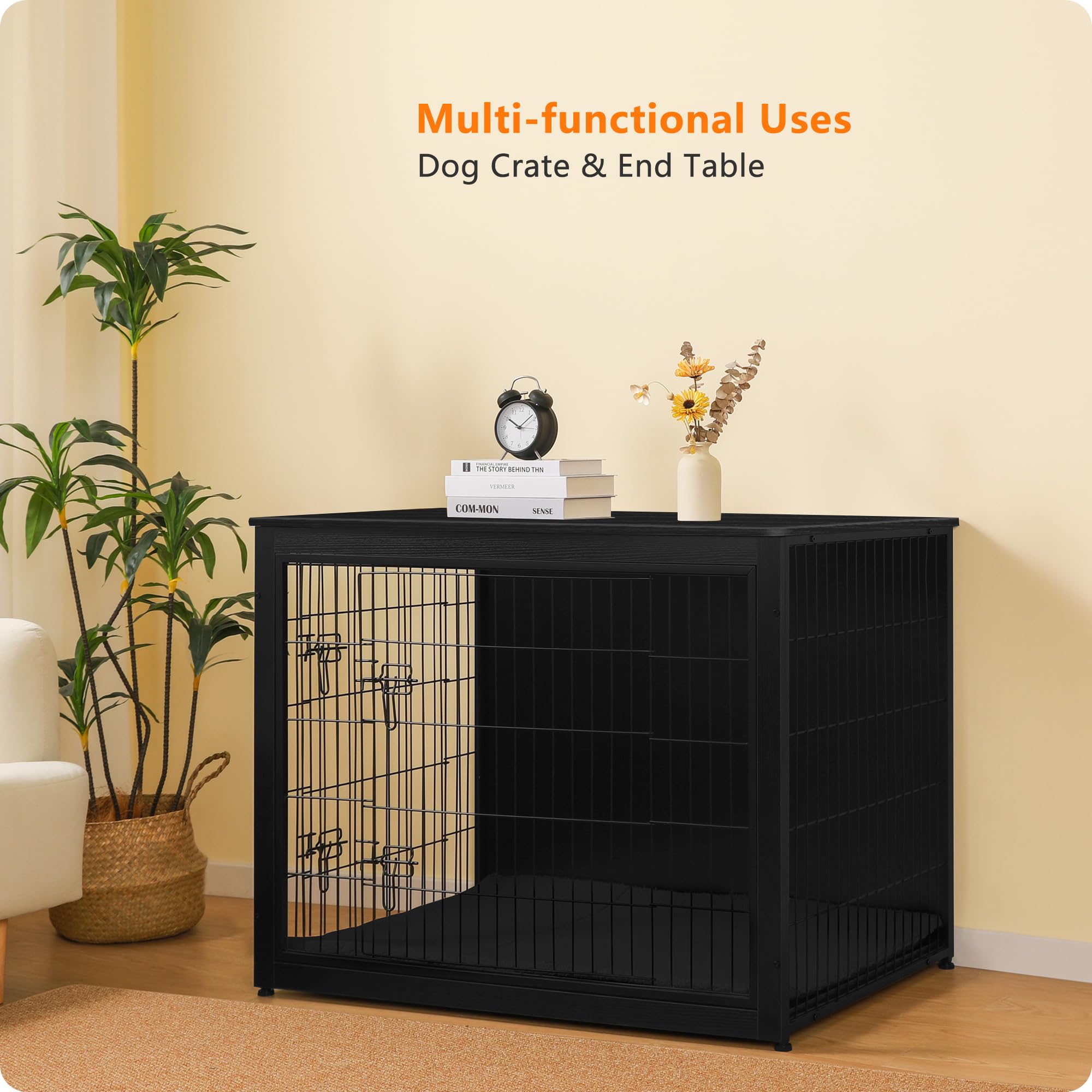 Dwanton extra-large crate length 43.3 inches fits larger dogs.