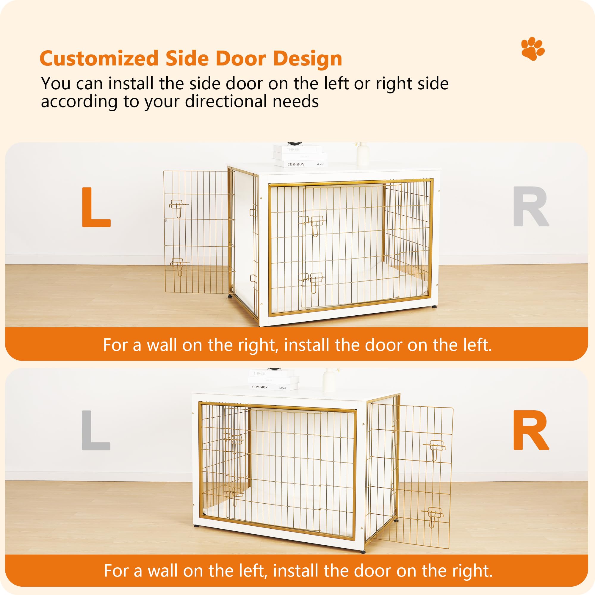 Dwanton dog crate furniture adjustable feet stabilizing on uneven floor