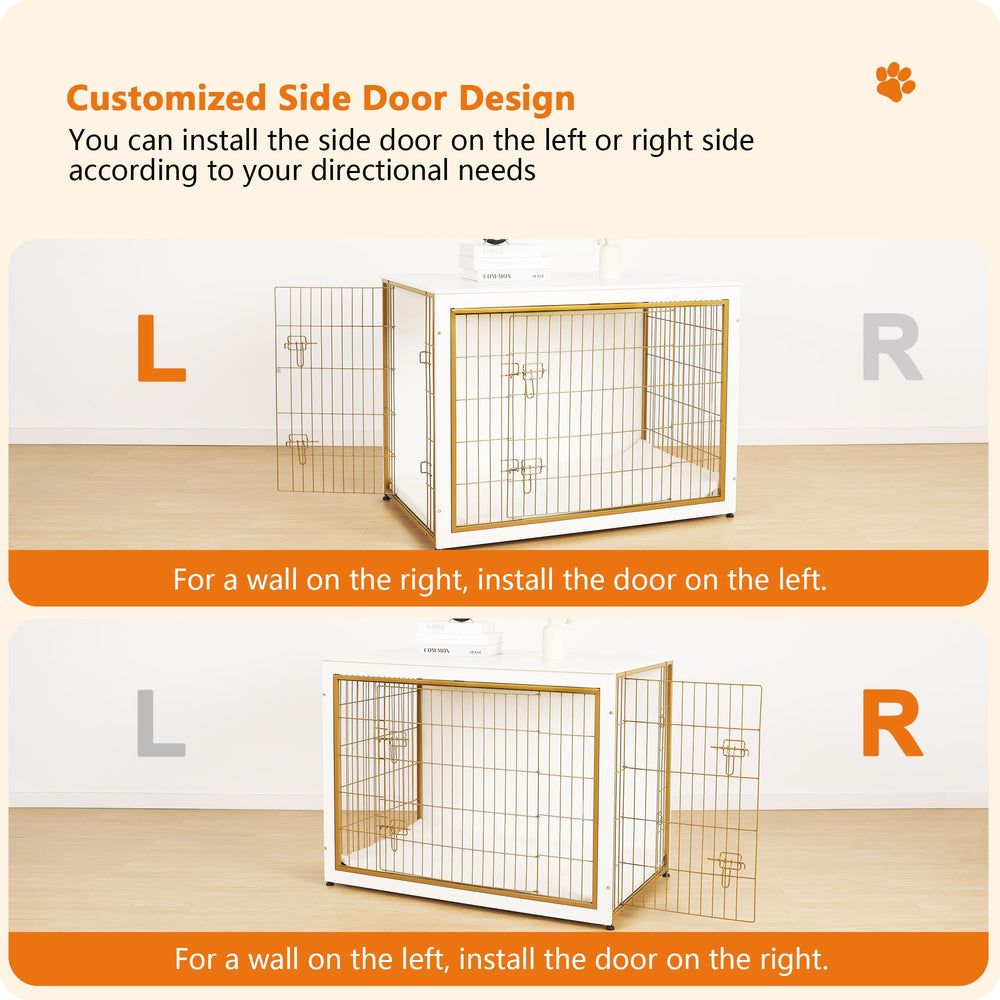 Dwanton dog crate furniture adjustable feet stabilizing on uneven floor