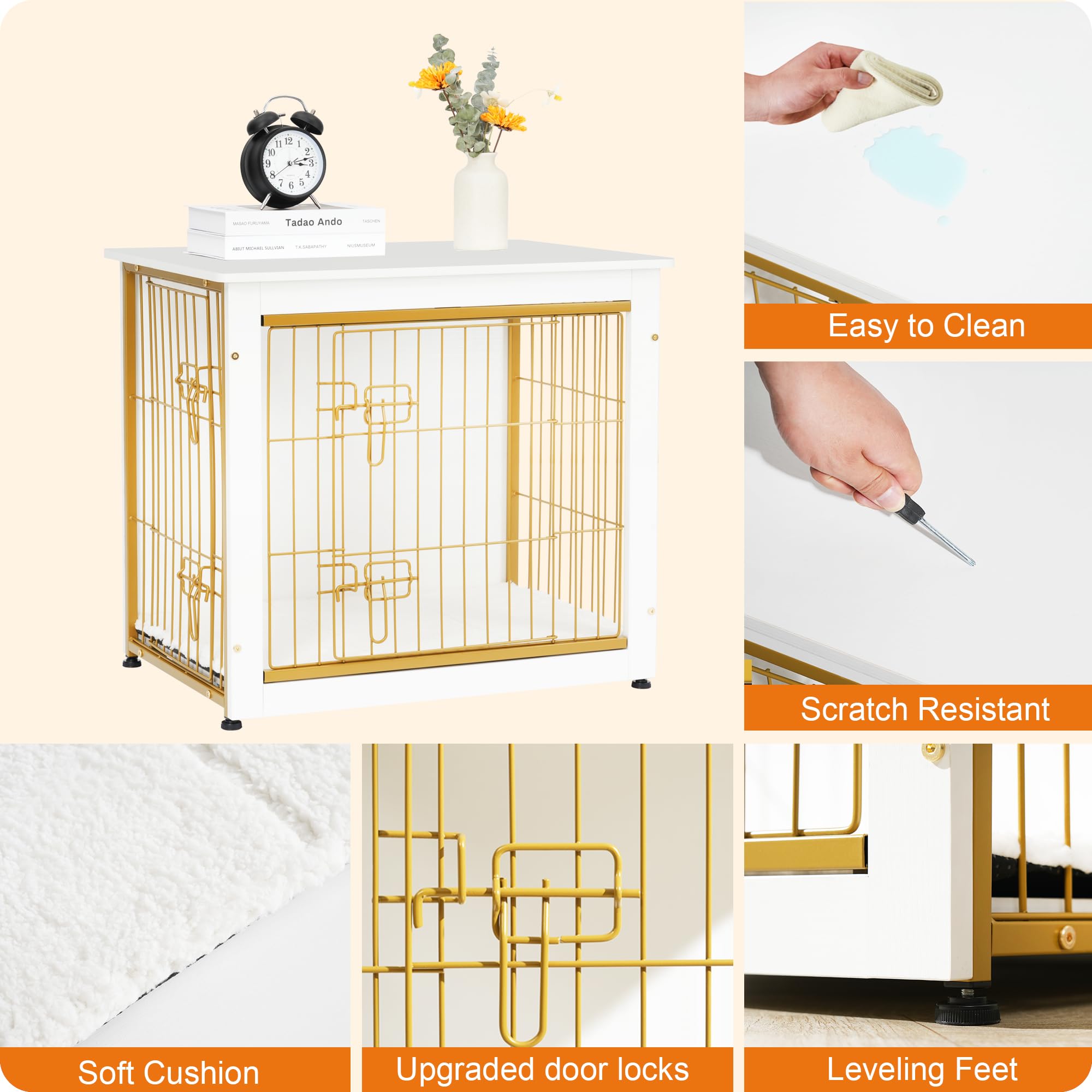 Dwanton dog crate furniture adjustable feet keeps the unit stable on uneven floors