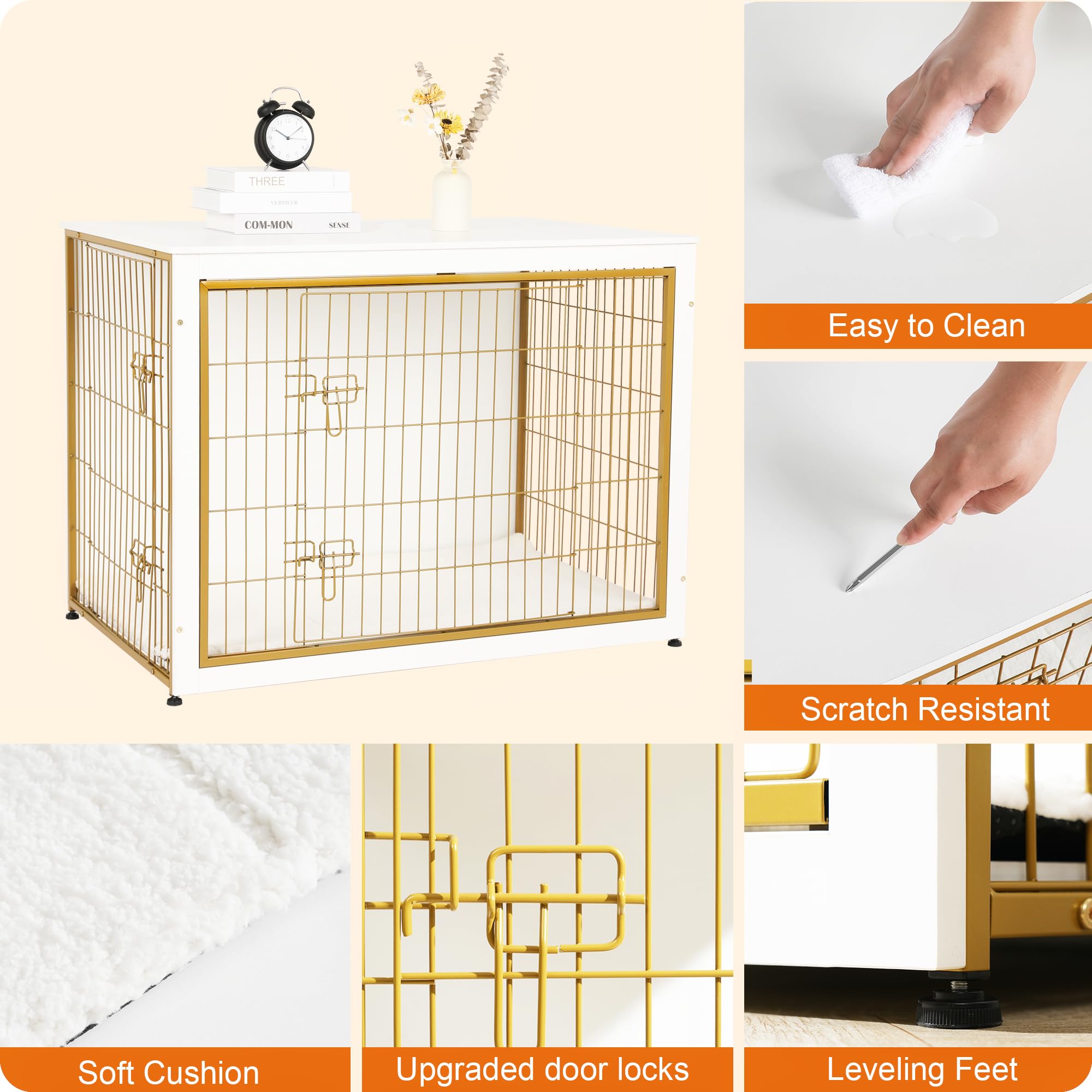 Dwanton dog crate furniture assembly steps illustration and components