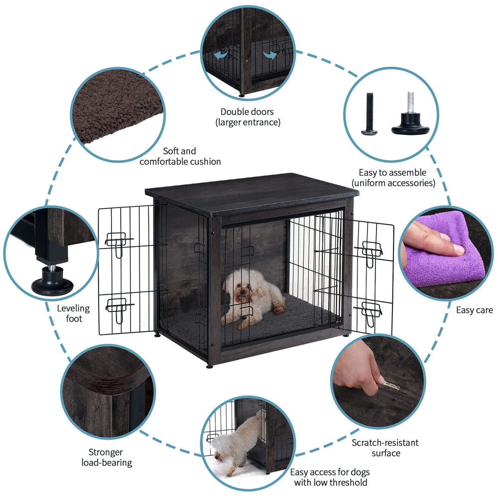 Dwanton dog crate furniture chew-resistant construction emphasizes durable, pet-safe design.