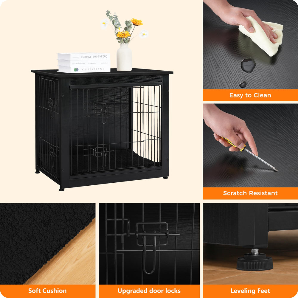 Dwanton dog crate cushion included adds comfort inside the crate.