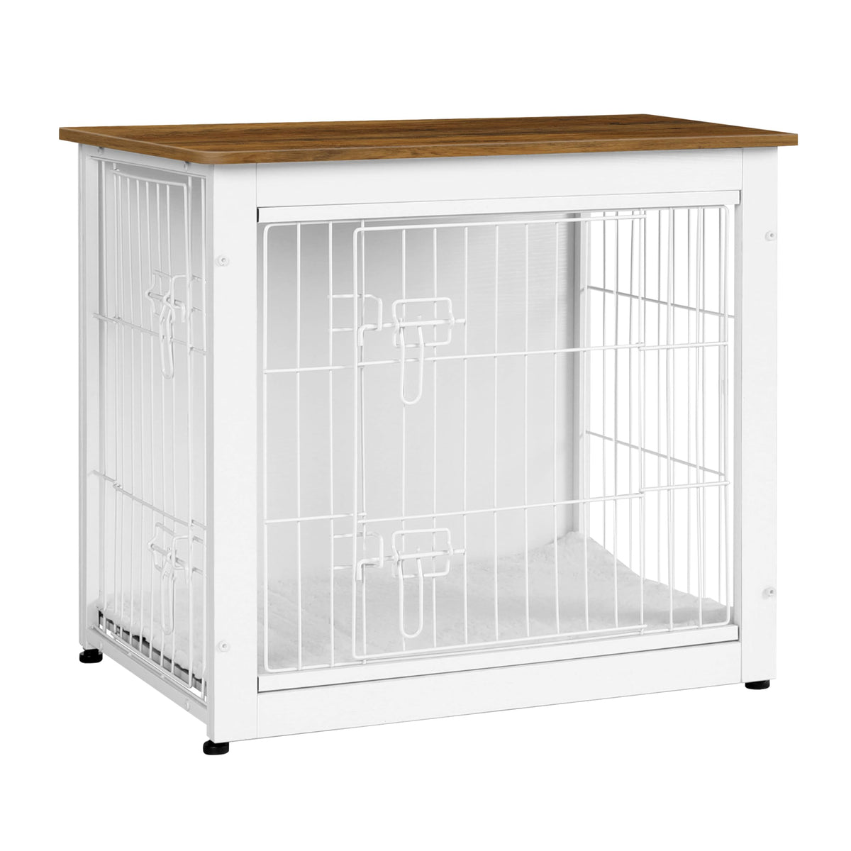 Dwanton dog crate furniture with cushion inside offers cozy crate comfort and decor-friendly integration.