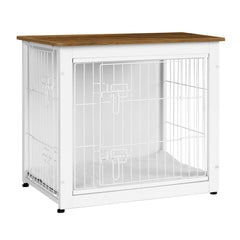 Dwanton dog crate furniture with cushion inside offers cozy crate comfort and decor-friendly integration.