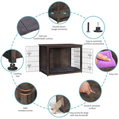 Dwanton dog crate furniture cushion interior emphasizes cozy rest for dogs.