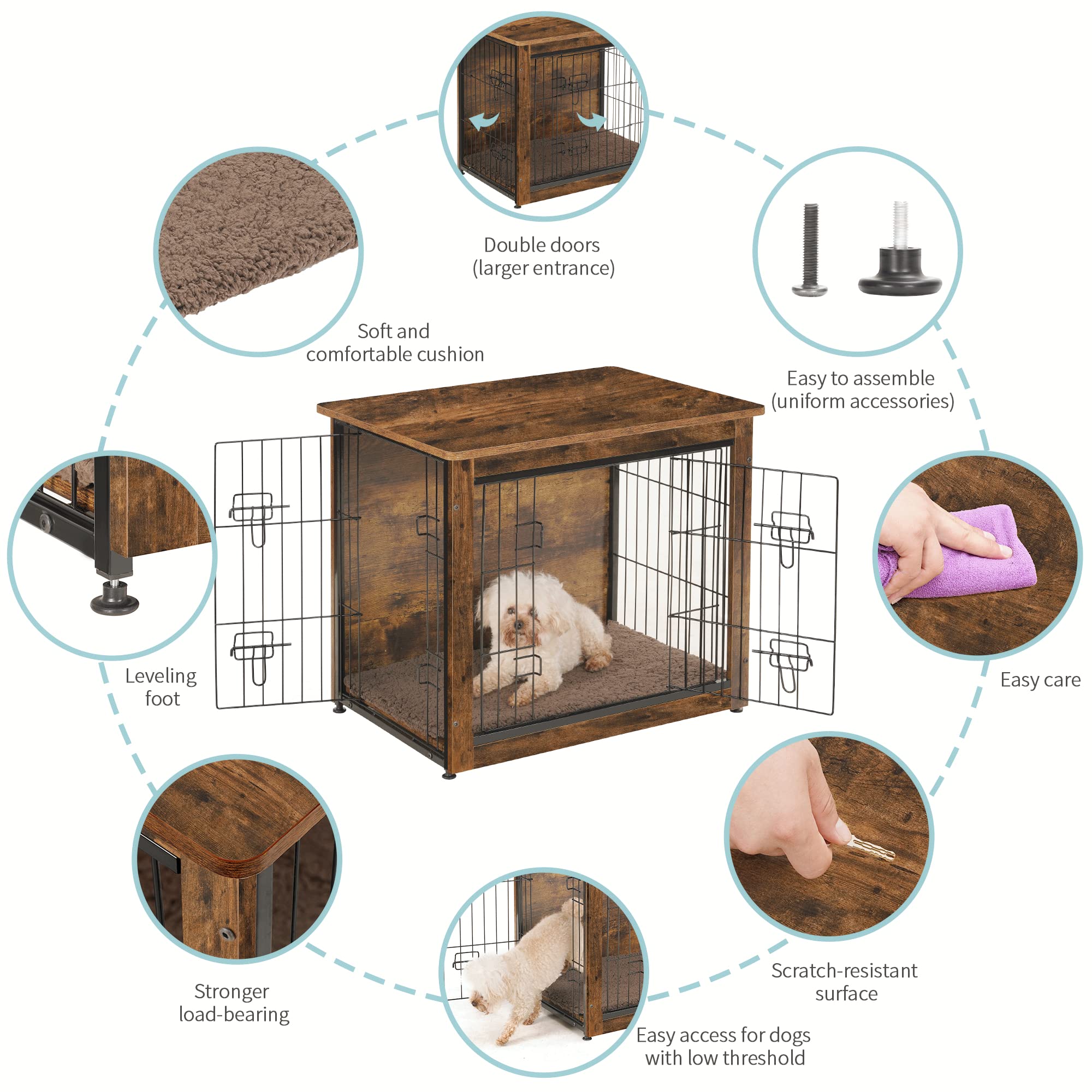 Dwanton crate with cushion offers comfy sleep and cozy interior.