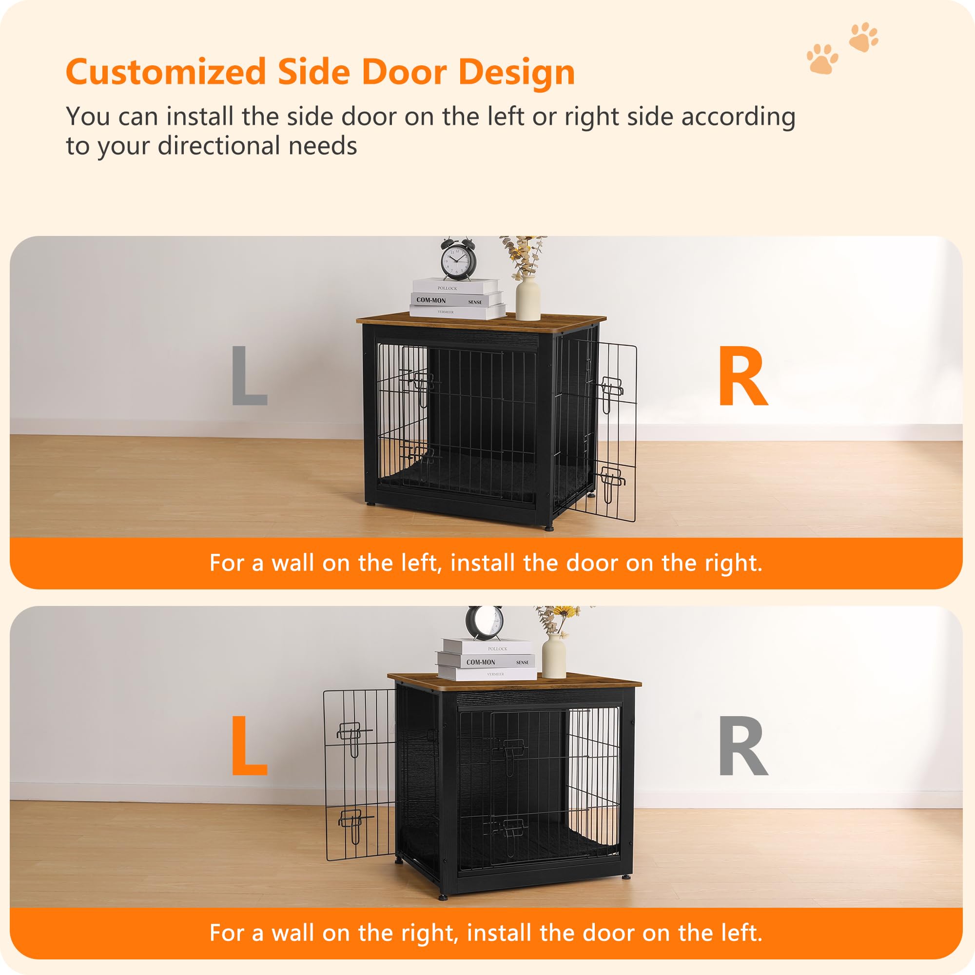 Dwanton cushion inside crate offers warm, comfortable sleep for pets.