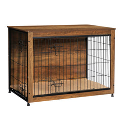 DWANTON dog crate furniture side view with cushion and display-ready top.