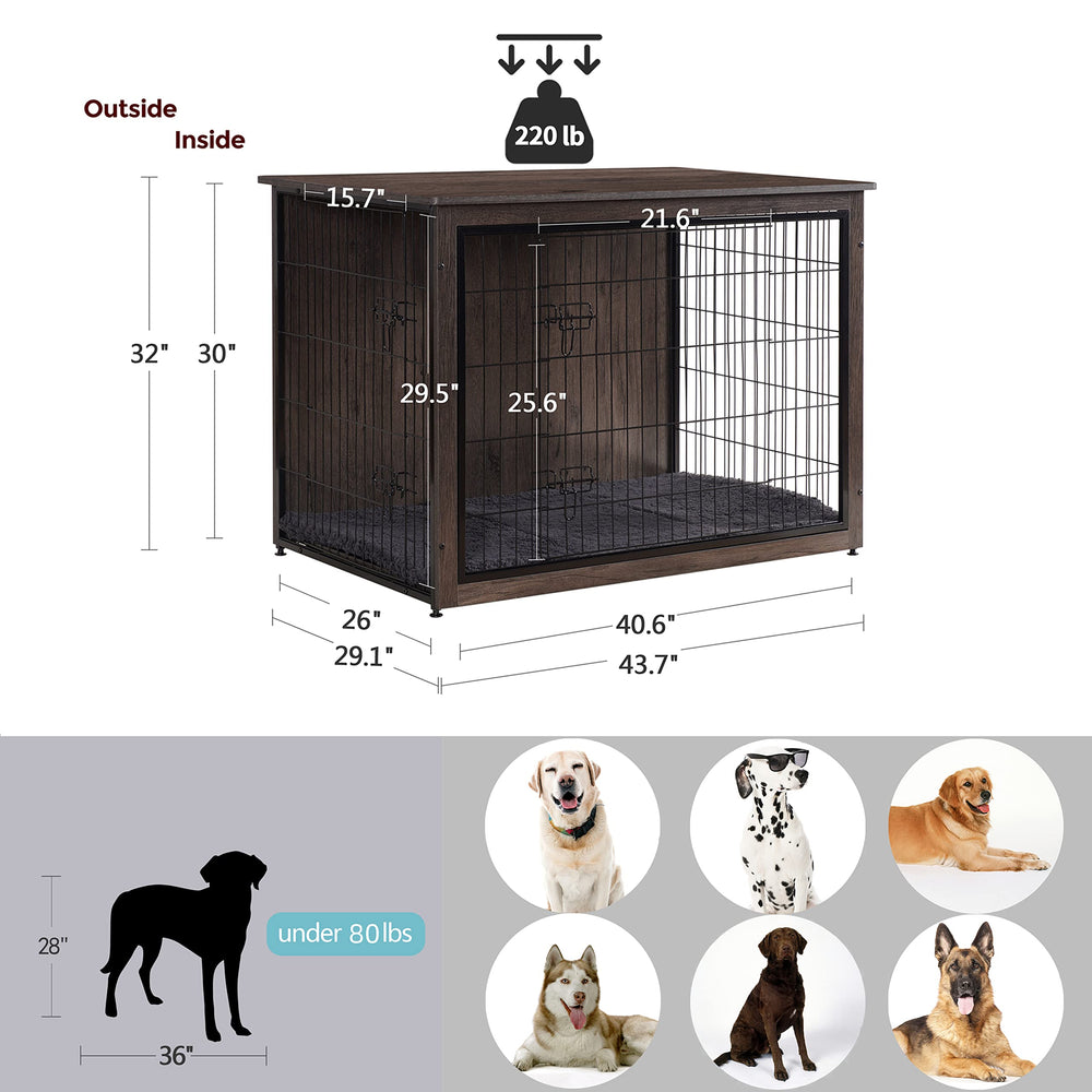 Dwanton dog crate furniture dark gray finish complements modern interiors.