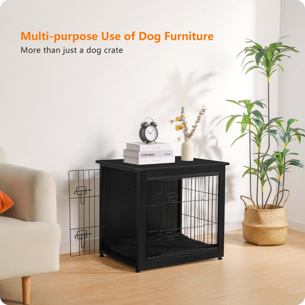 Dwanton dog crate furniture wooden bottom plate improves safety and prevents paw snagging.