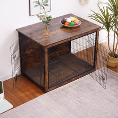 Dwanton dog crate furniture double doors entry opening supports easy pet access and ventilation