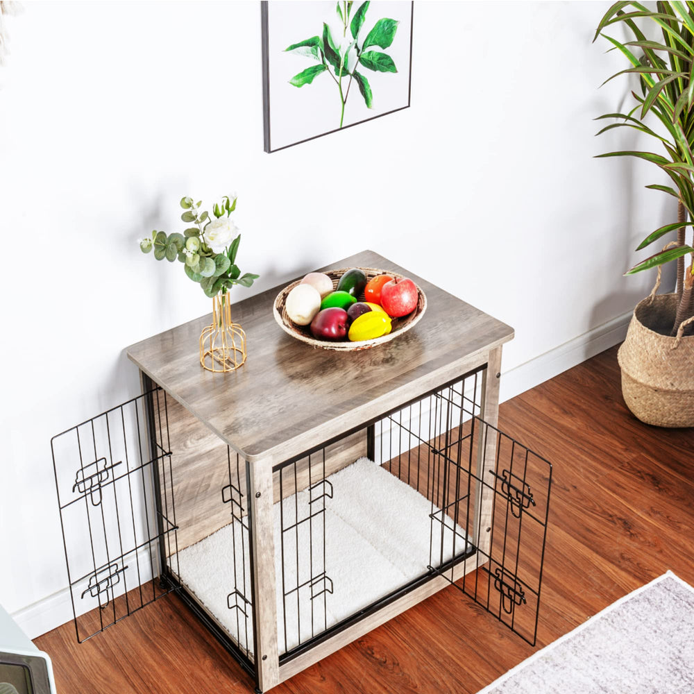 Dwanton dog crate furniture double doors open for easy access and cleaning