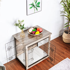 Dwanton dog crate furniture double doors open for easy access and cleaning