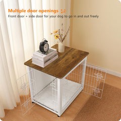 Dwanton dog crate furniture with double doors facilitates easy in and out on daily walks.
