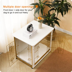 Dwanton dog crate furniture double doors highlight easy access for your dog and tidy space
