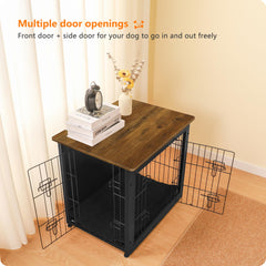 Dwanton dog crate furniture double-doors secures easy access for pets and tidy living spaces.