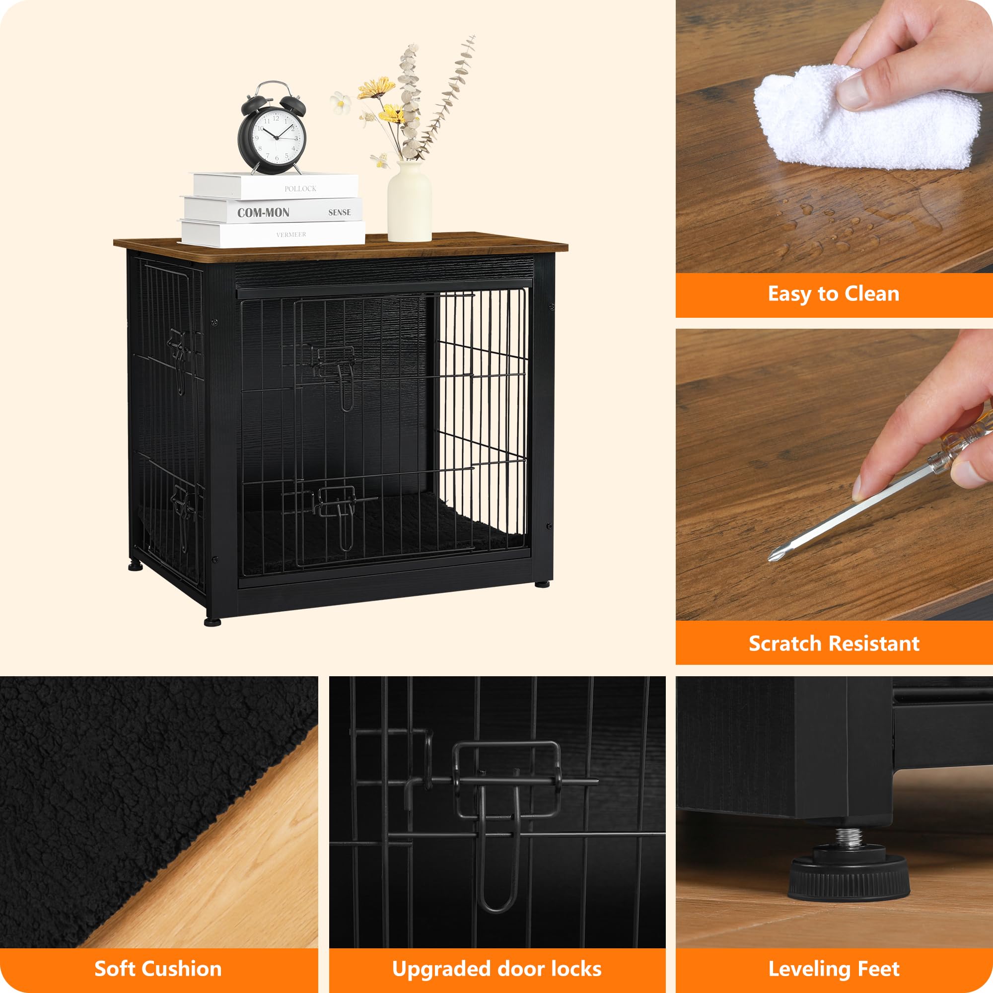 Dwanton dog crate furniture sturdy design supports daily use in living rooms.