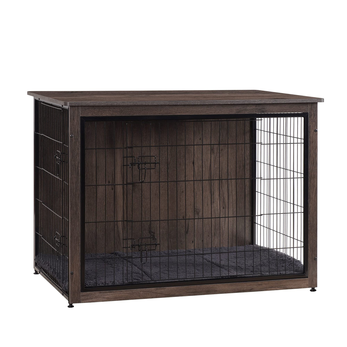 Dwanton dog crate furniture front view with dual doors for easy access and safety.