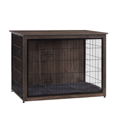 Dwanton dog crate furniture front view with dual doors for easy access and safety.