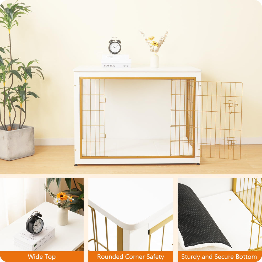 Dwanton dog crate furniture in a living room layout with decor accents