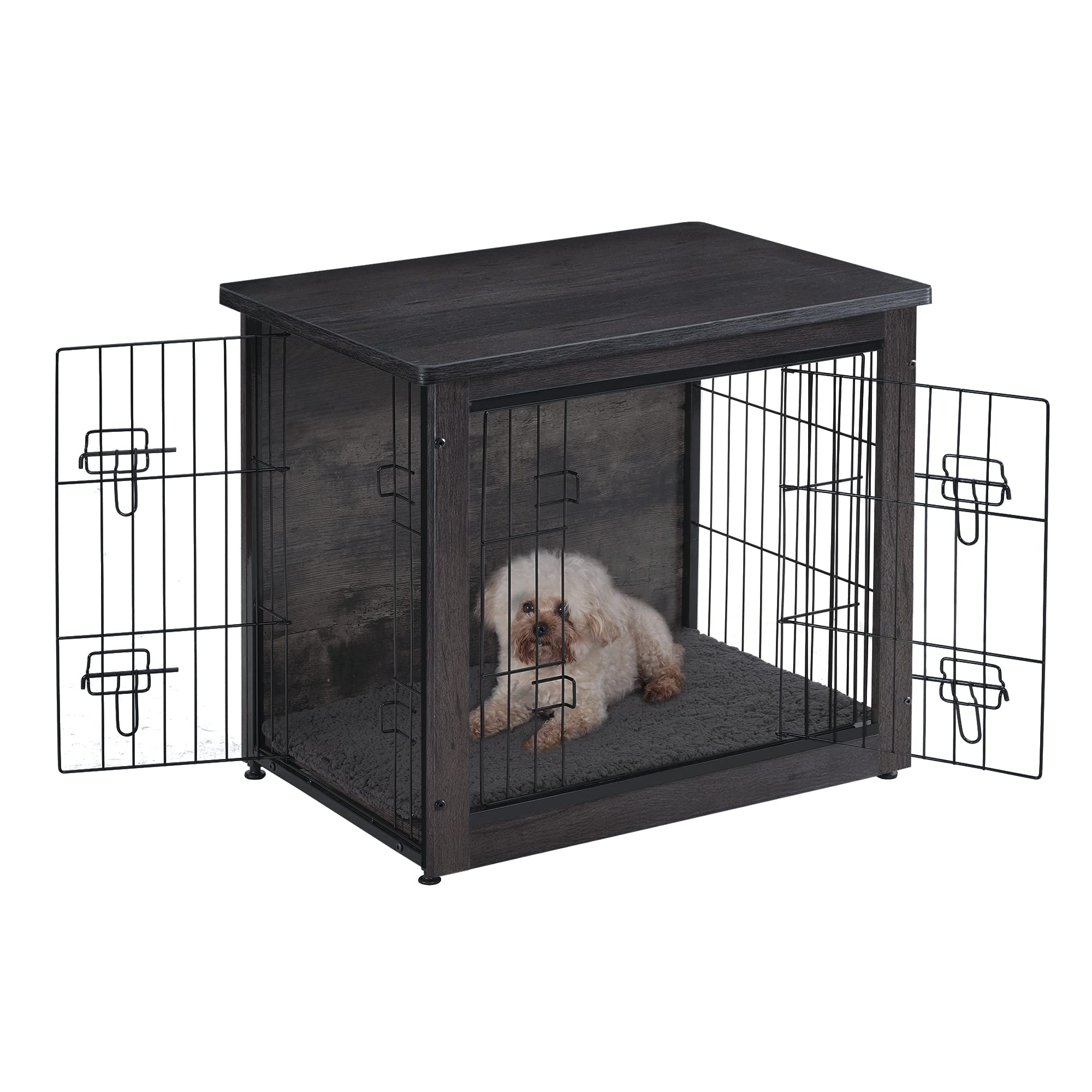 Dwanton dog crate furniture in living room demonstrates versatile pet nook and decor harmony.