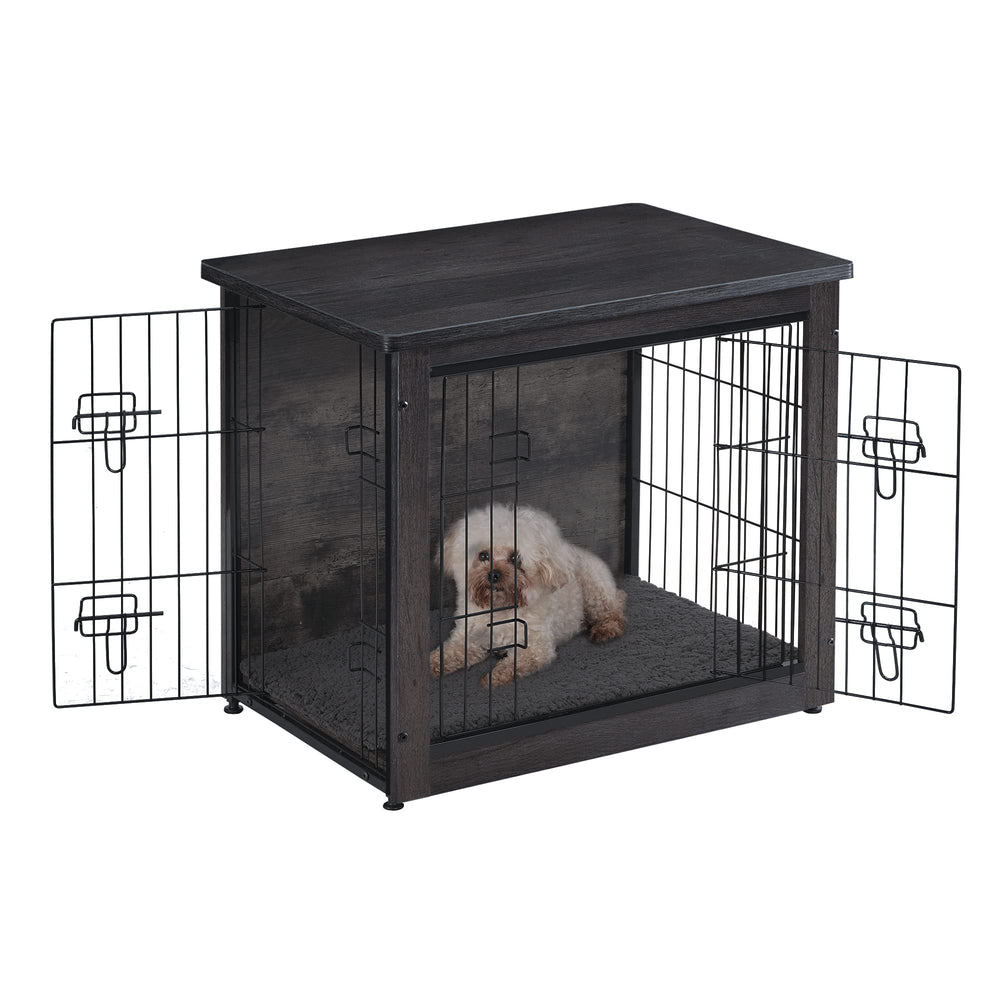 Dwanton dog crate furniture in living room demonstrates versatile pet nook and decor harmony.