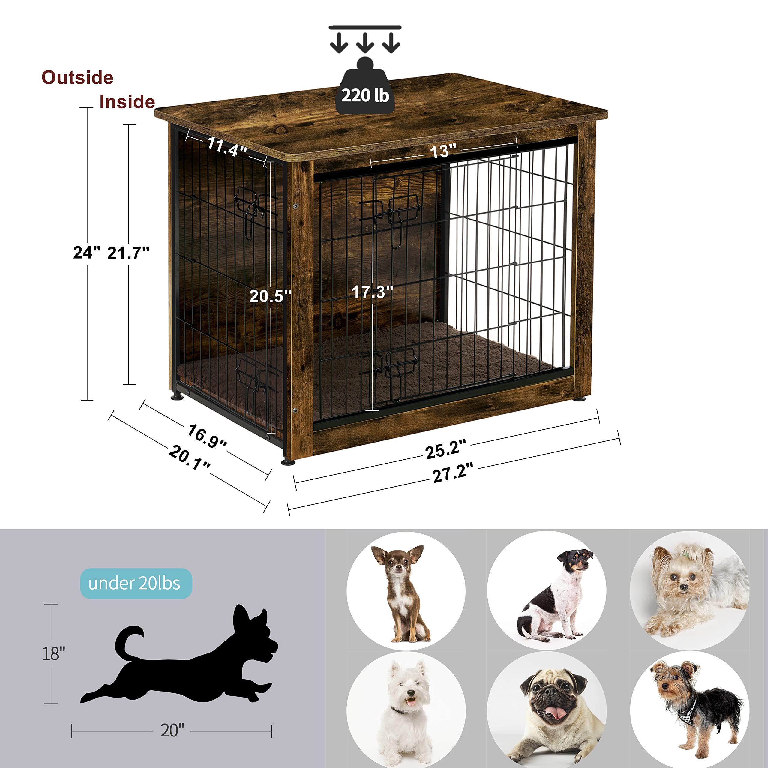 Dwanton dog crate furniture used as functional side table beside seating.