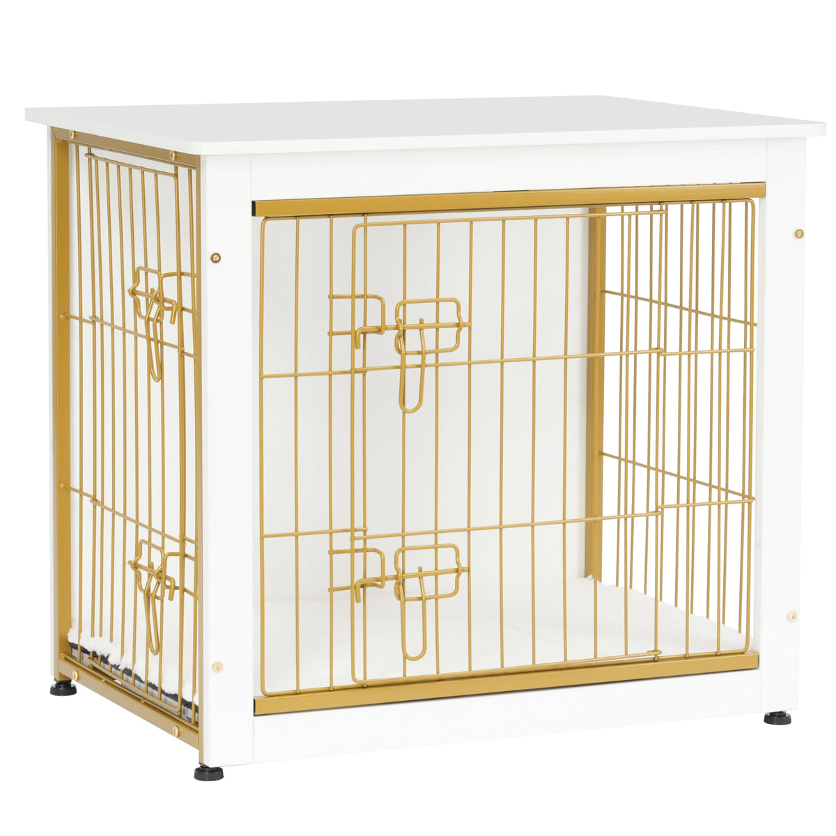 Dwanton dog crate furniture side table shows dual function as crate and decorative end table