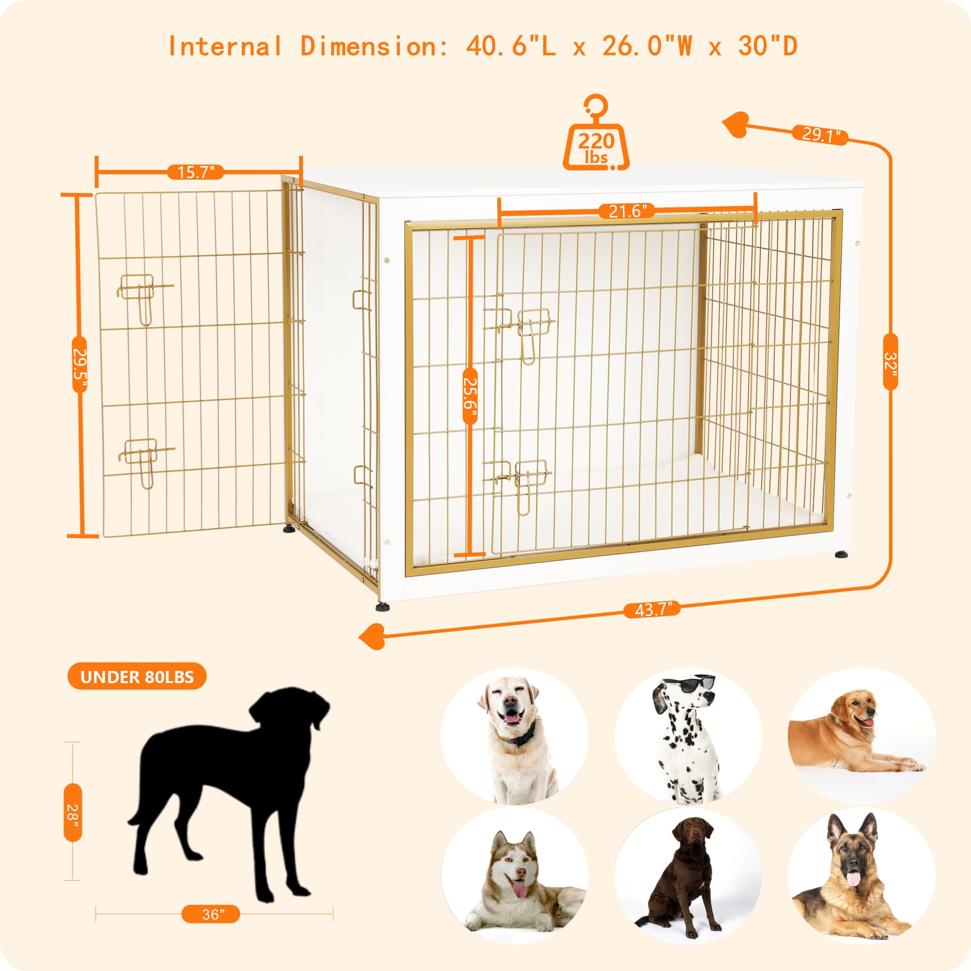 Dwanton dog crate furniture side view showing compact footprint in room