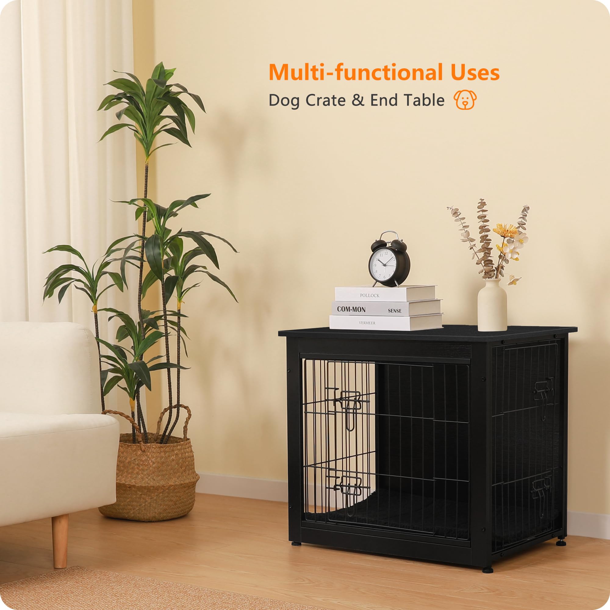 Dwanton dog crate furniture measures fit for small to large dogs.