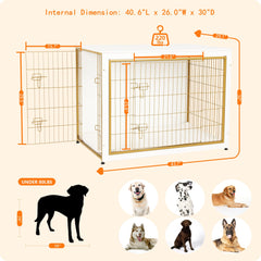 Dwanton dog crate furniture side view showing compact footprint in room