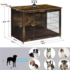 Dwanton dog crate furniture top surface allows decor or lamp placement.