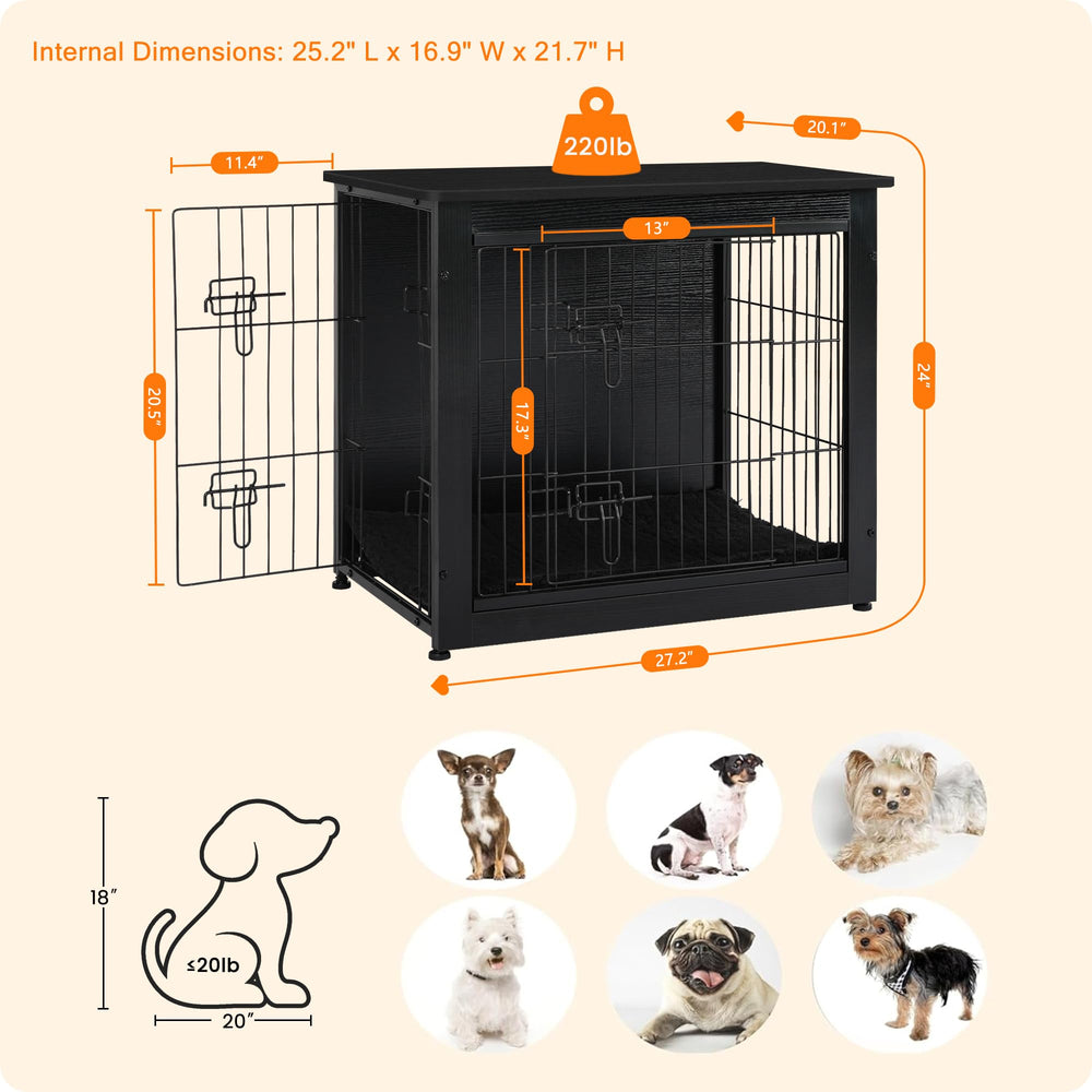Dwanton dog crate furniture top surface supports decor while keeping pet nearby.