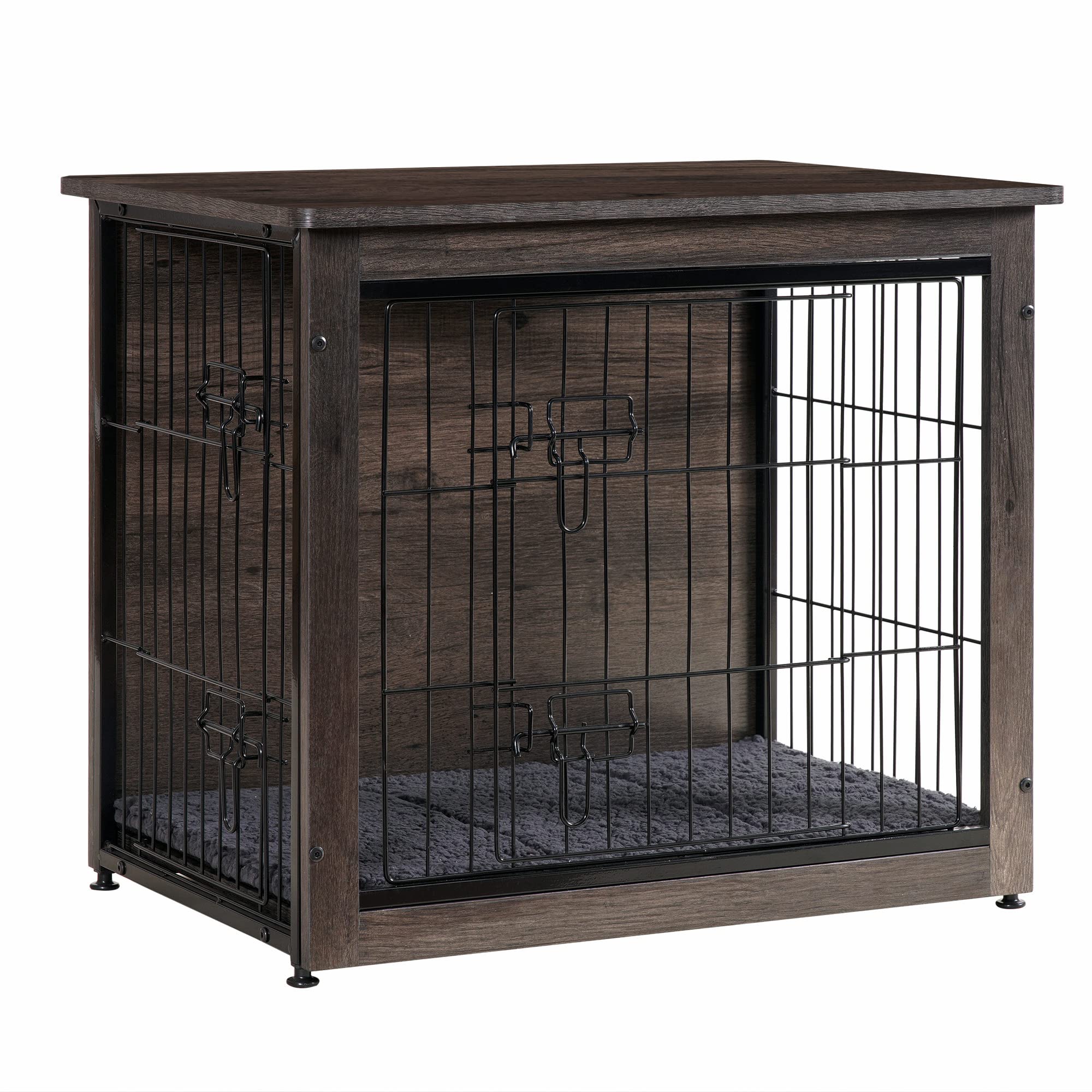Dwanton dog crate furniture top view with decor shows space-saving living room charm.