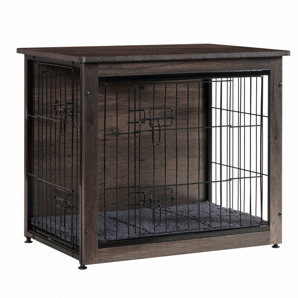 Dwanton dog crate furniture top view with decor shows space-saving living room charm.