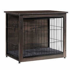 Dwanton dog crate furniture top view with decor shows space-saving living room charm.