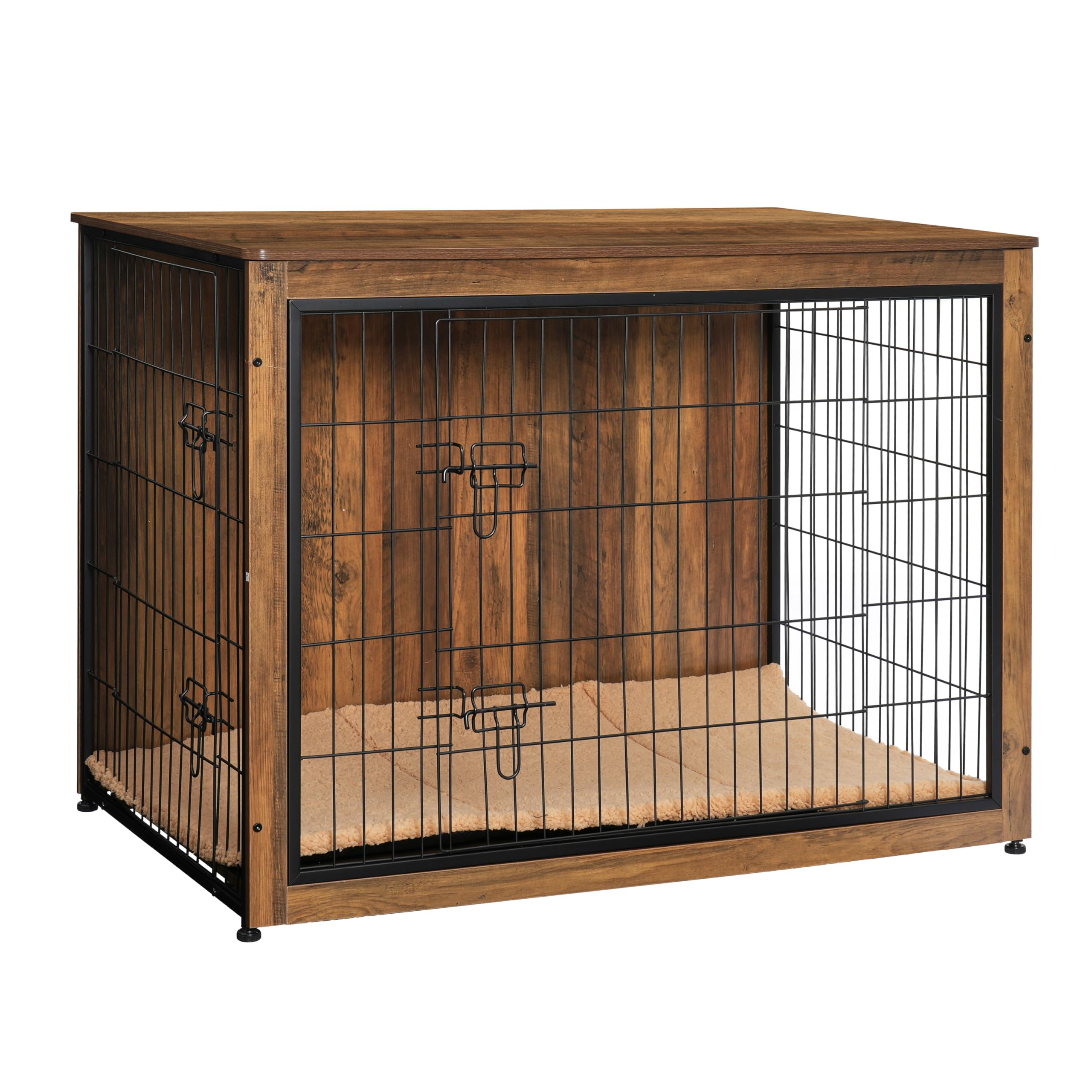 Dwanton dog crate furniture in warm brown with a spacious top surface for decor.