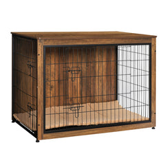 Dwanton dog crate furniture in warm brown with a spacious top surface for decor.