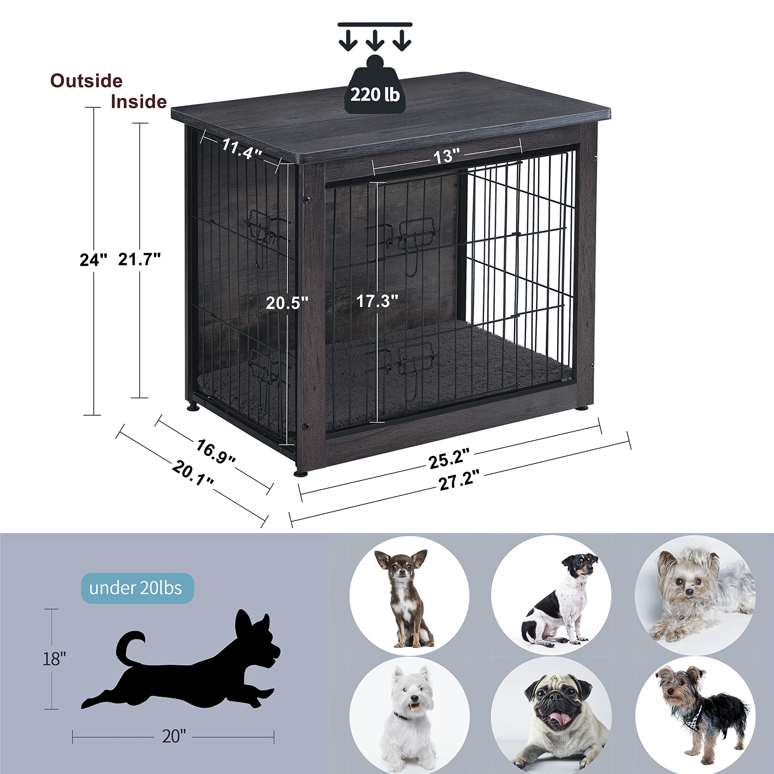 Dwanton dog crate furniture wooden base plate prevents paw jamming.