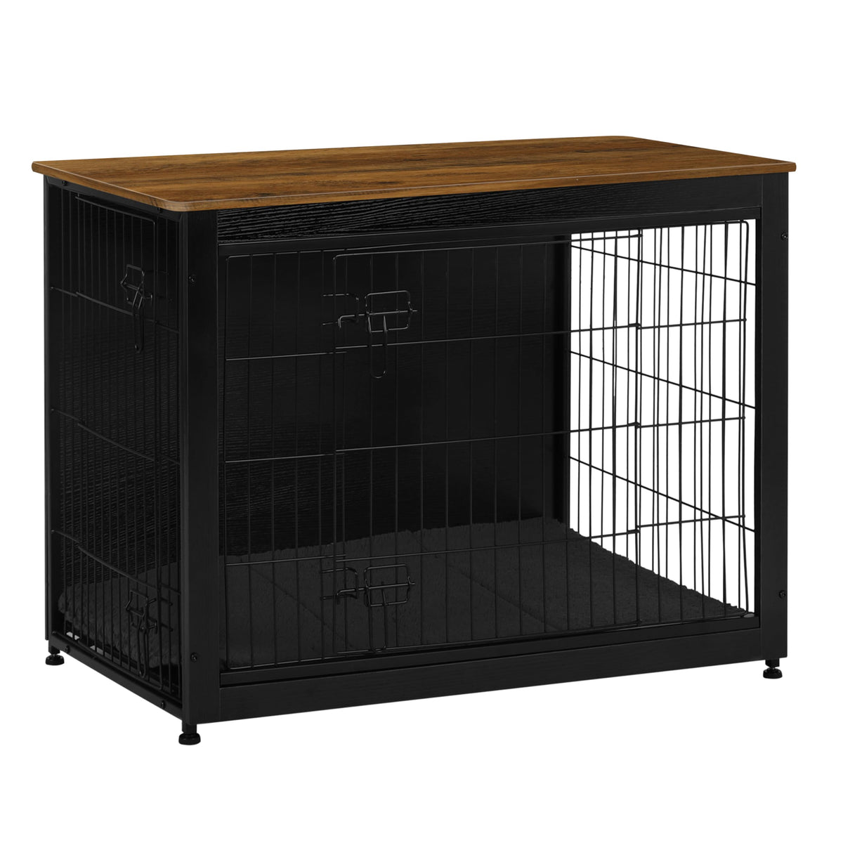 Dwanton dog crate furniture shows a wooden kennel table blending pet space with living-room style.