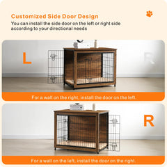 Dwanton dog crate side-table top with décor demonstrates multi-function design.
