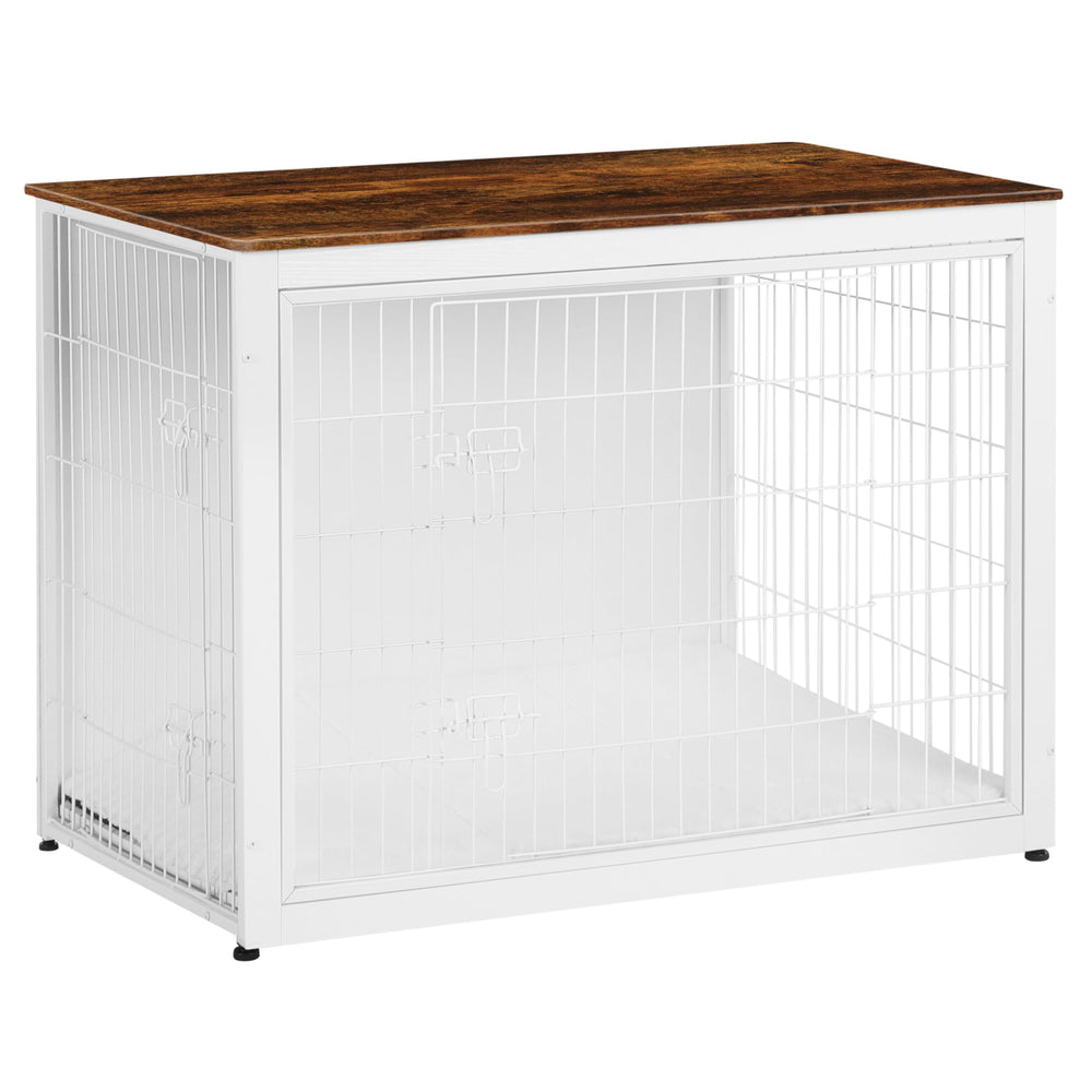 DWANTON dog crate table front view highlighting sturdy build and dual doors for easy access