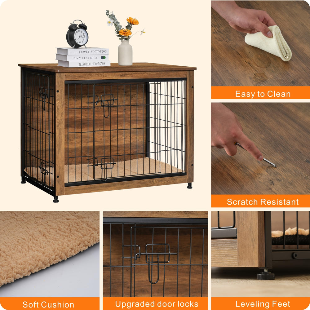 Dwanton dog crate wood construction emphasizes chew-resistant durability and safety.