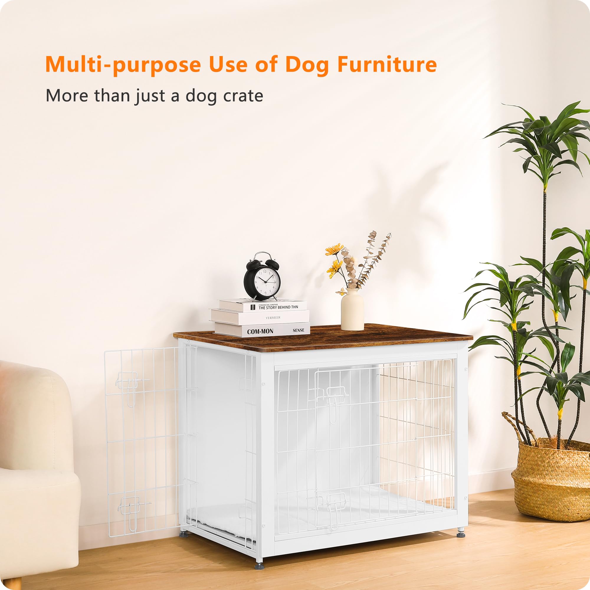 Dwanton dog crate wooden kennel table top blends decor with pet comfort