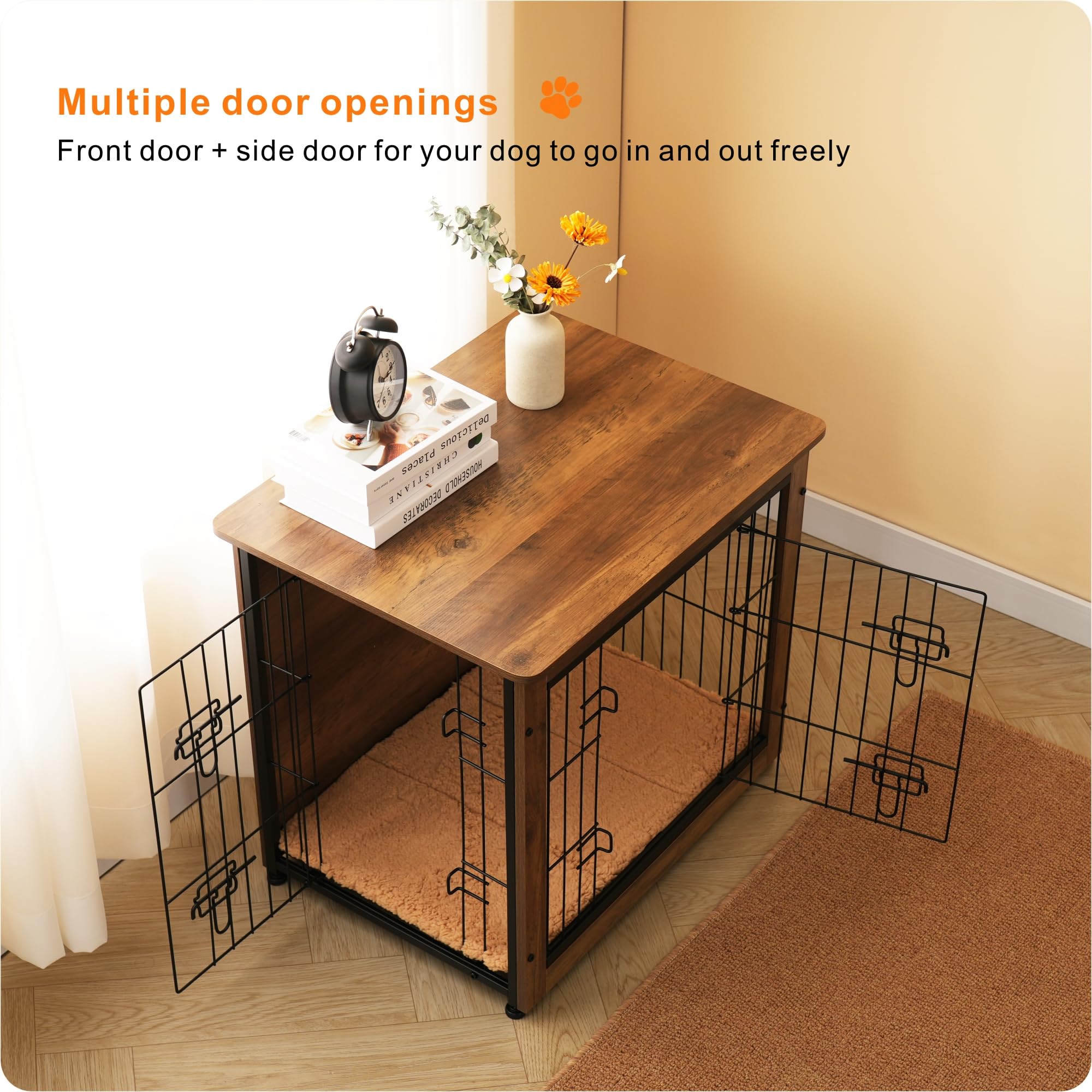 Dwanton kennel table with double doors for easy pet access.