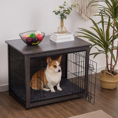 Dwanton kennel table with double doors provides easy access and neat pet housing.